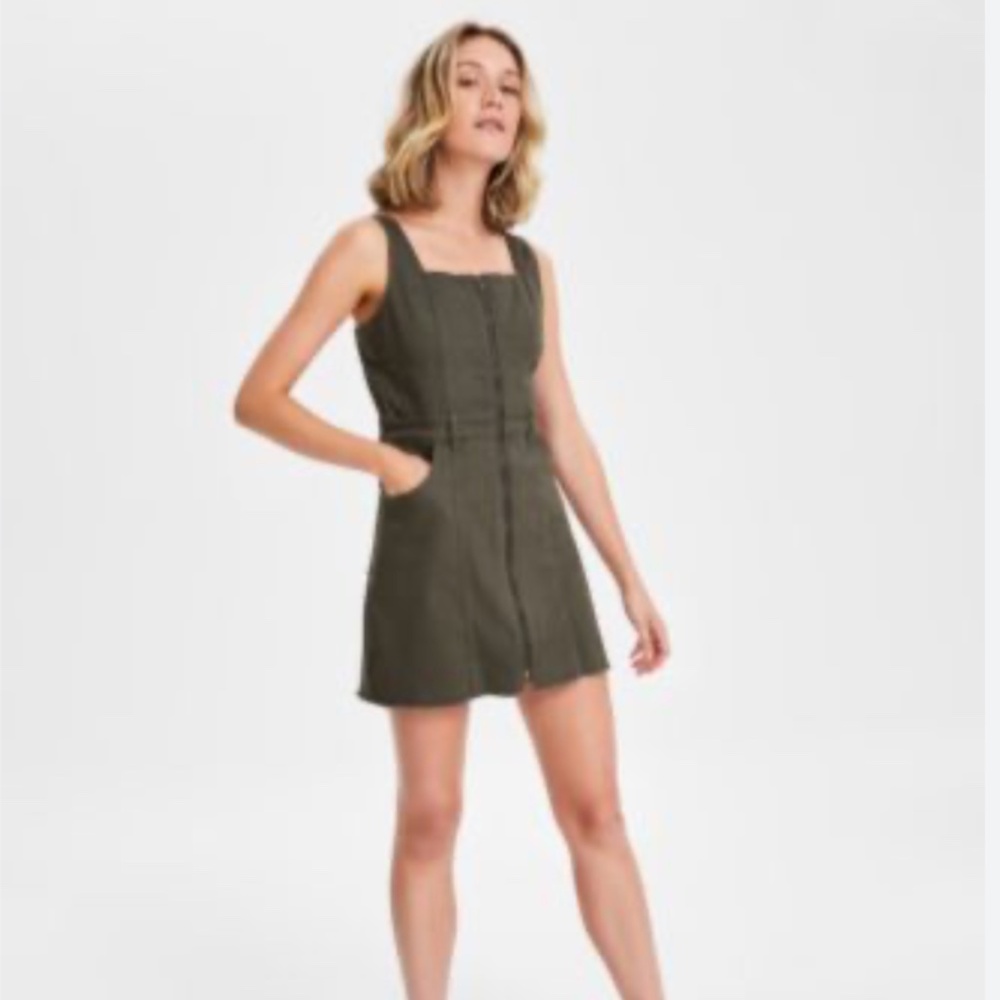 Tinseltown Denim Zip-Front Pinafore Dress, Size Junior Large